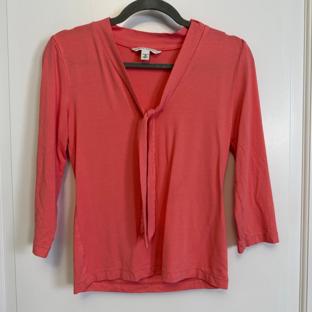 Banana Republic Tie Neck Top Women Medium Coral Pink
